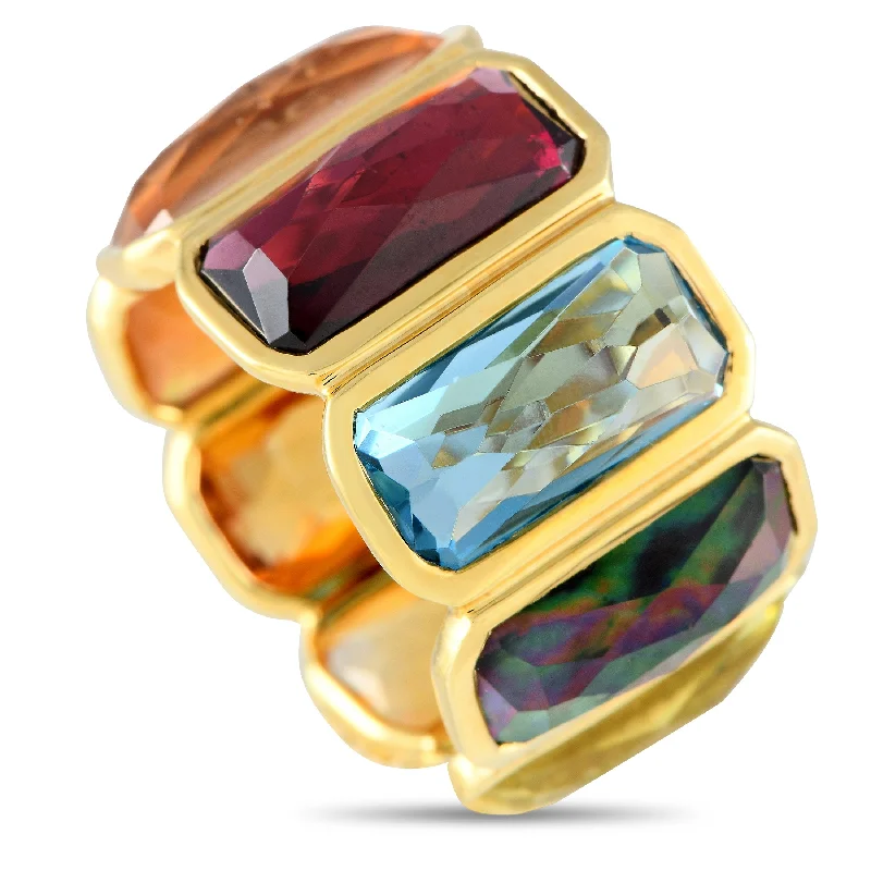 women’s rings with radiant sapphires and diamond pave bands-Ippolita Wonderland 18K Yellow Gold Multicolored Gemstone Wedding Band Ring IP04-111224