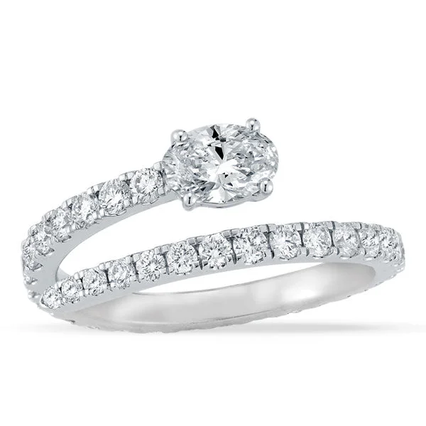 engagement rings with emerald-cut diamonds and sapphire accents-Lab Grown Diamond Bypass Band in 14K White Gold