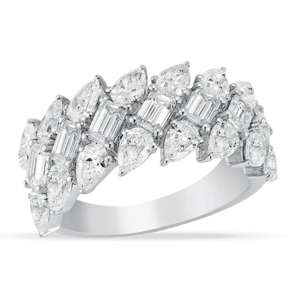 engagement rings with cushion-cut sapphires and diamond bands-Lab Grown Diamond Multi-Row Band in 14K White Gold