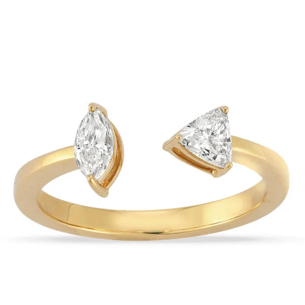 women’s engagement rings with sapphire and diamond combinations-Lab Grown Diamond Two-Stone Band in 14K Yellow Gold