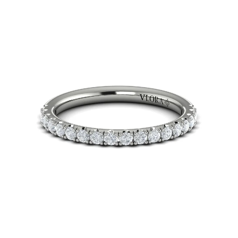 women’s rings with oval sapphires and diamond pave designs-Medium Diamond French Set Band in 14K White Gold