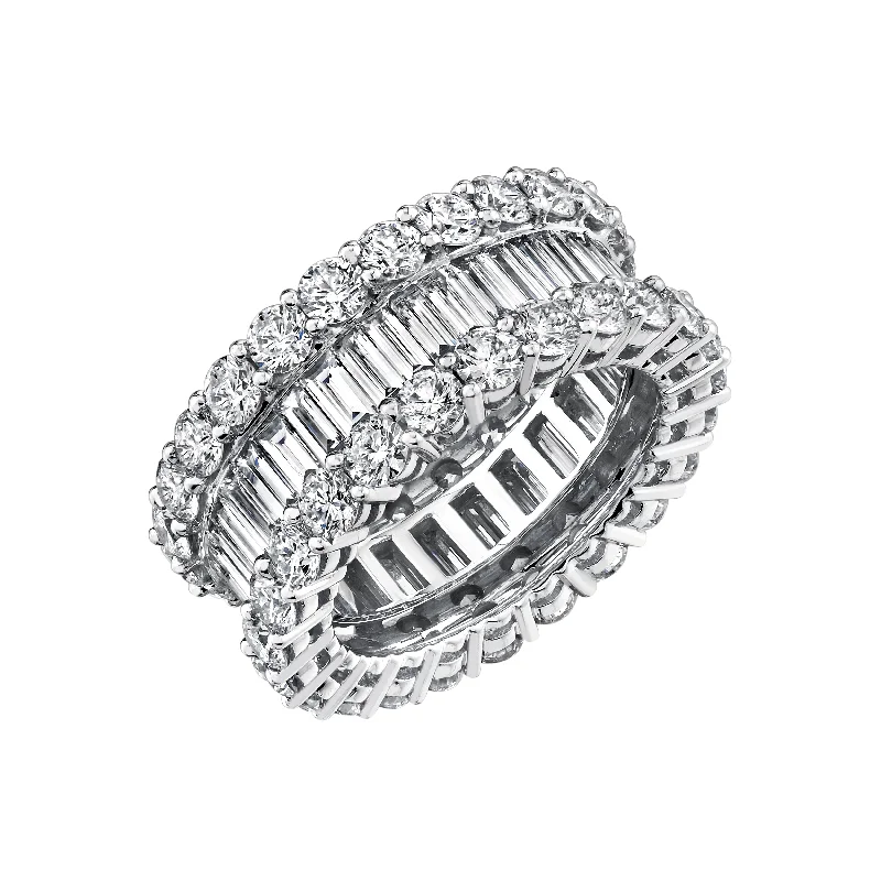 men’s wedding bands with oval diamonds and sapphire accents-Triple Row Diamond Eternity Band