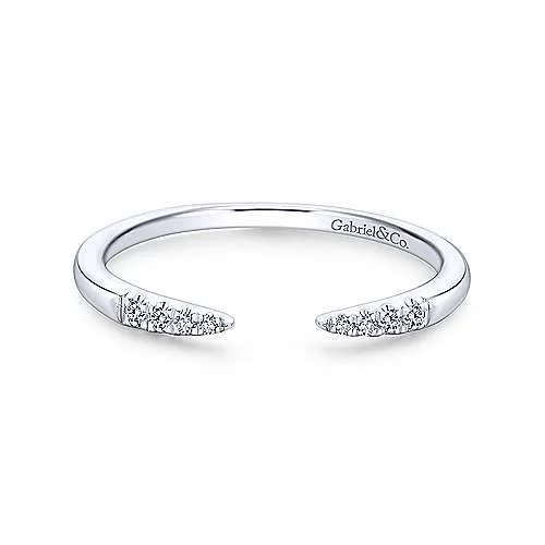 women’s rings with cushion-cut sapphires and diamond pave-Open Diamond Tipped Stackable Ring in 14K White Gold