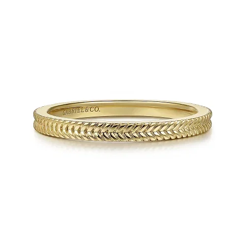 women’s rings with square diamonds and sapphire pave settings-Plain Gold Stackable Ring in 14K Yellow Gold