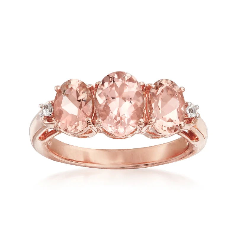 women’s engagement rings with cushion-cut sapphires and diamonds-Ross-Simons Morganite Ring With White Topaz Accents in 18kt Rose Gold Over Sterling