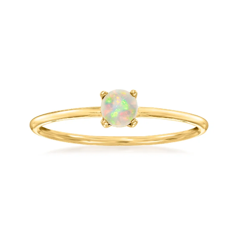 women’s rings with princess-cut sapphires and diamond center stones-RS Pure by Ross-Simons Opal Ring in 14kt Yellow Gold