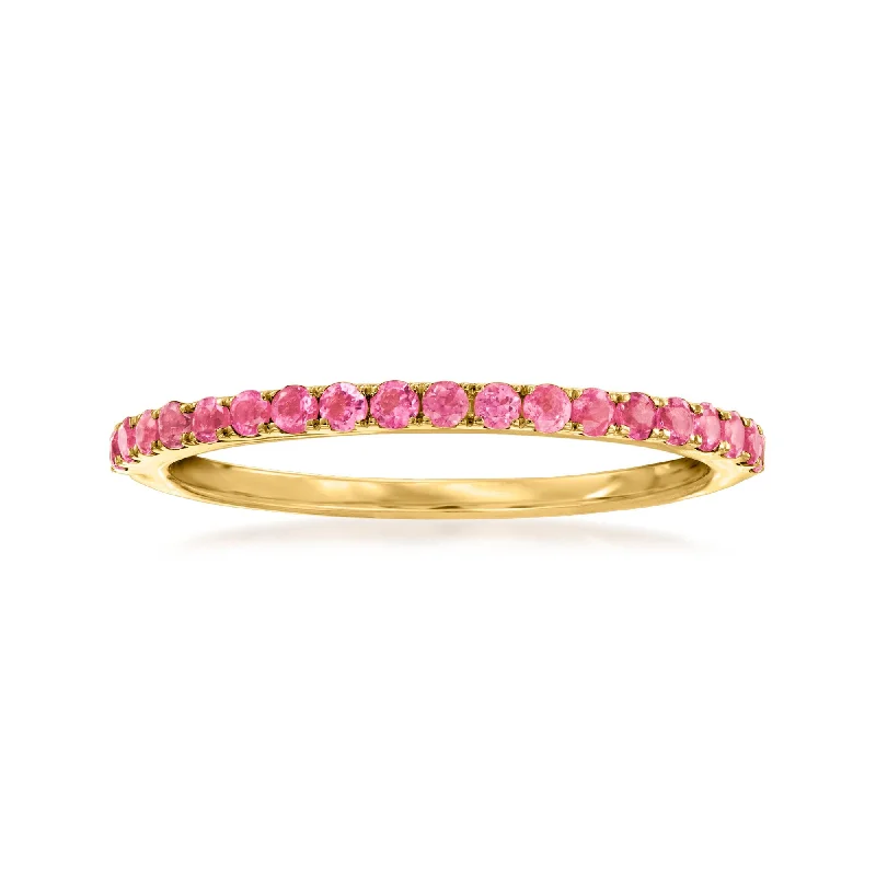 men’s wedding bands with round sapphires and diamond pave bands-RS Pure by Ross-Simons Pink Tourmaline Ring in 14kt Yellow Gold