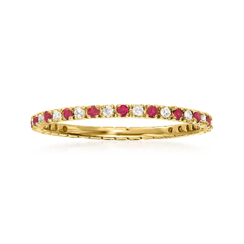 women’s rings with vintage diamonds and sapphire accents-RS Pure by Ross-Simons Ruby and . Diamond Eternity Band Ring in 14kt Yellow Gold