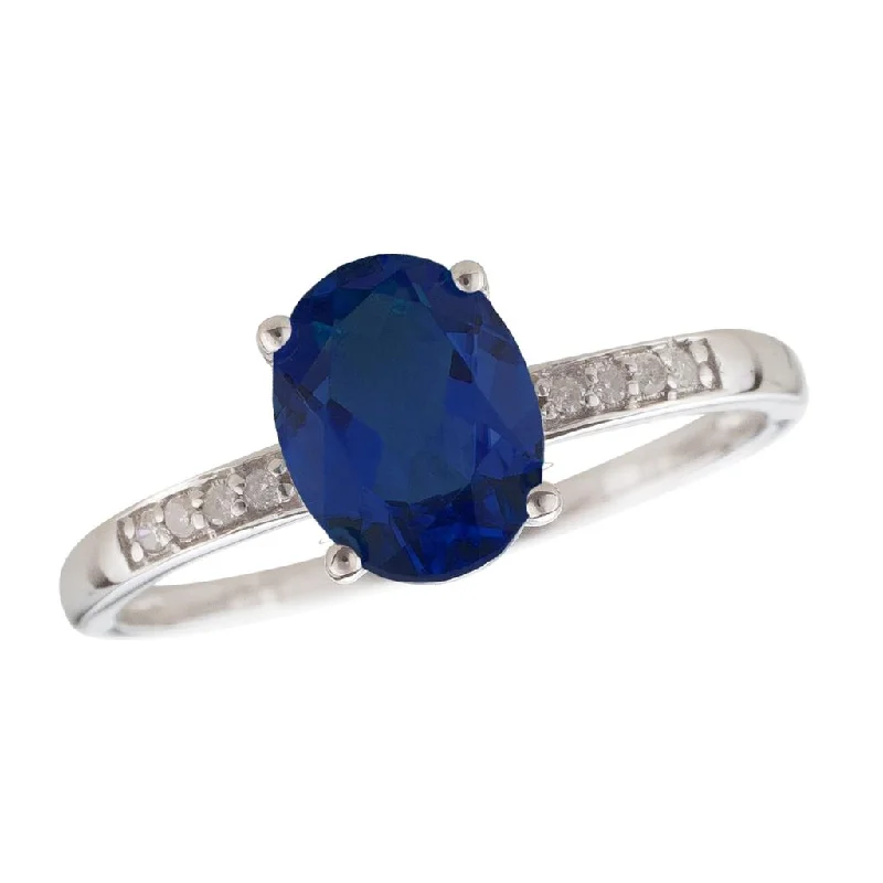 women’s rings with oval sapphires and diamond pave designs-September Birthstone Rings: 14K White Gold Diamond And Sapphire Ring