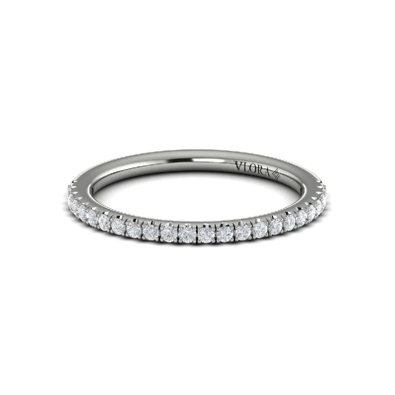 men’s wedding rings with sapphire and diamond designs for engagement-Small Diamond French Set Band in 14K White Gold