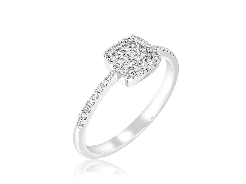 men’s wedding bands with princess-cut diamonds and sapphires-Sophia - Diamond Square Pave Ring in 14K White Gold