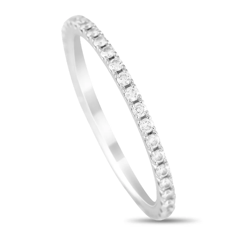 men’s wedding rings with sapphire and emerald pave settings-Van Cleef & Arpels Van Cleef & Arpels 18K White Gold Diamond Eternity Band Ring VC21-110624