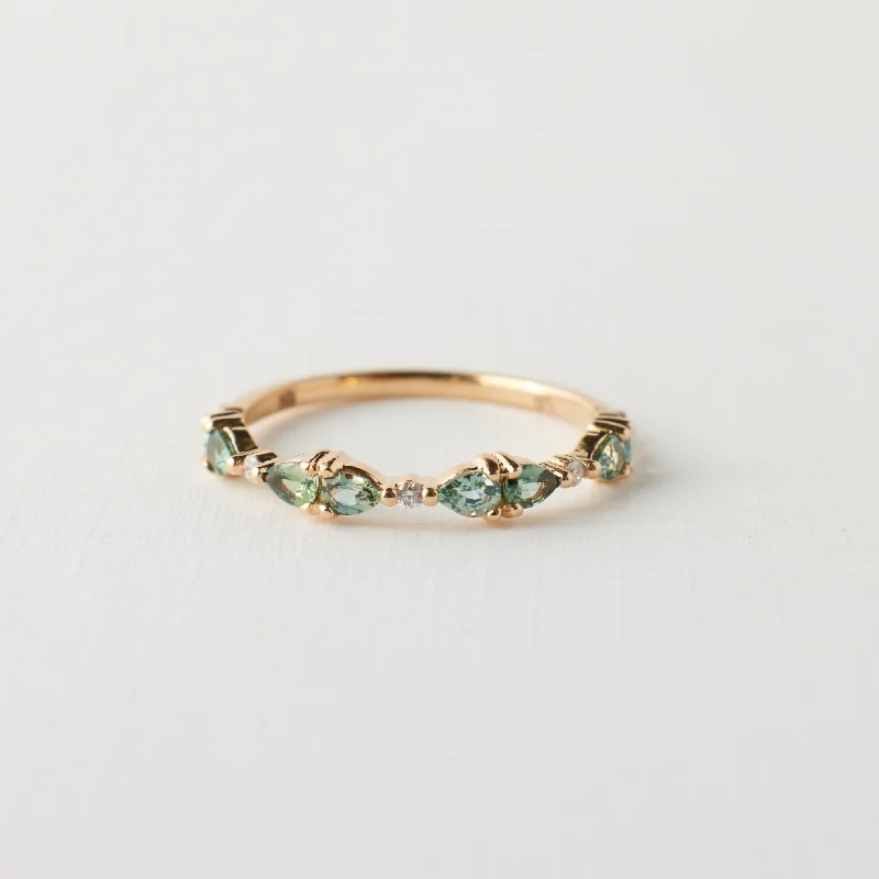 engagement rings with oval sapphires and square diamonds-Willow Ring - Seafoam green sapphires