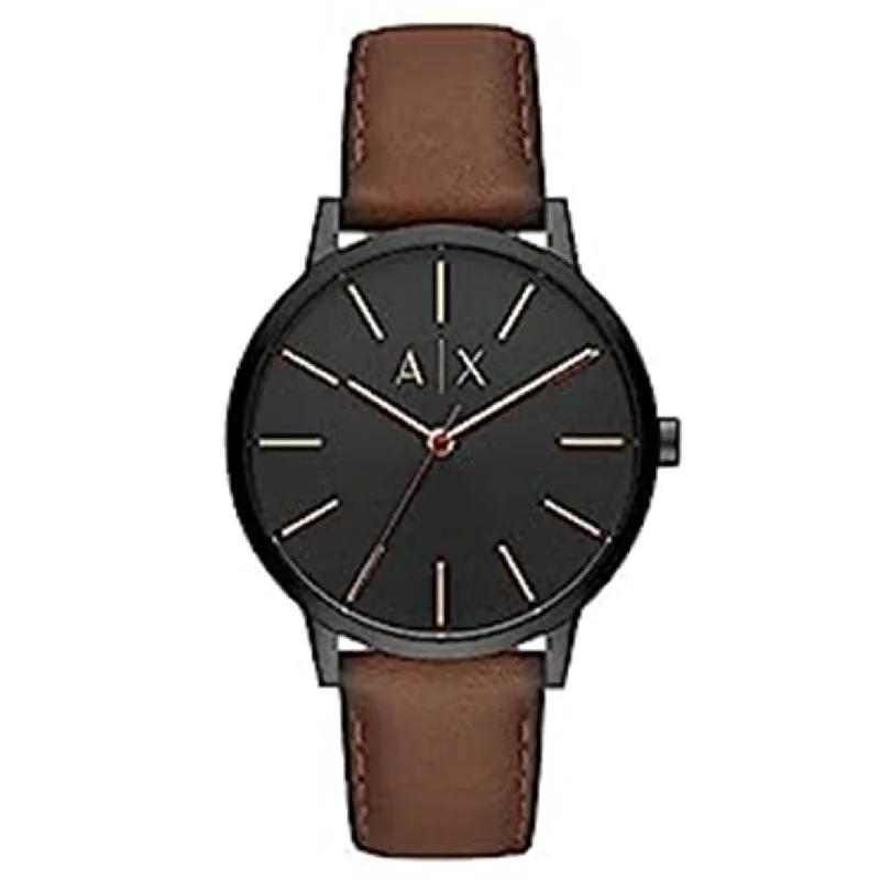 men’s luxury watches with stainless steel case and automatic movement-Armani Exchange Cayde  Black Dial Men 42mm