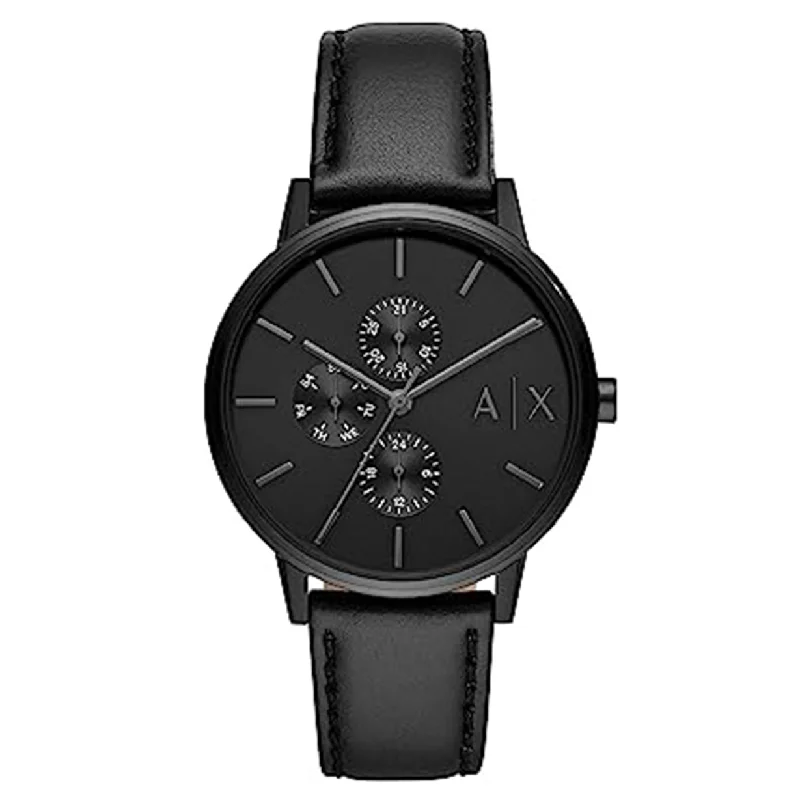 luxury watches with quartz movement and polished case-Armani Exchange Cayde Black Dial Men 42mm