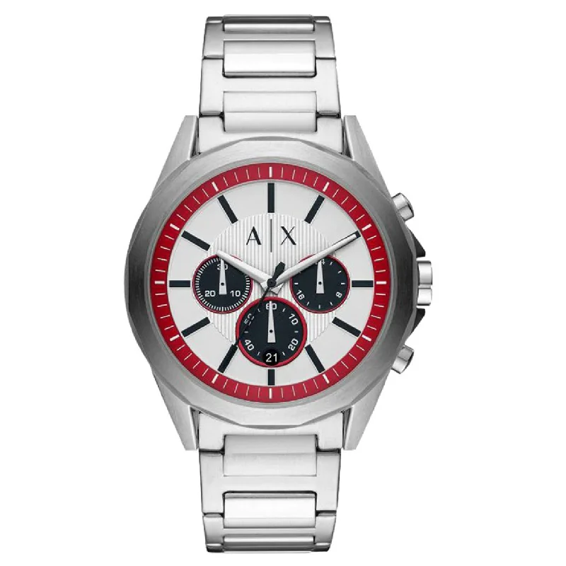 sport watches with multi-function features and waterproof design-Armani Exchange Drexler  White Dial Men 44mm