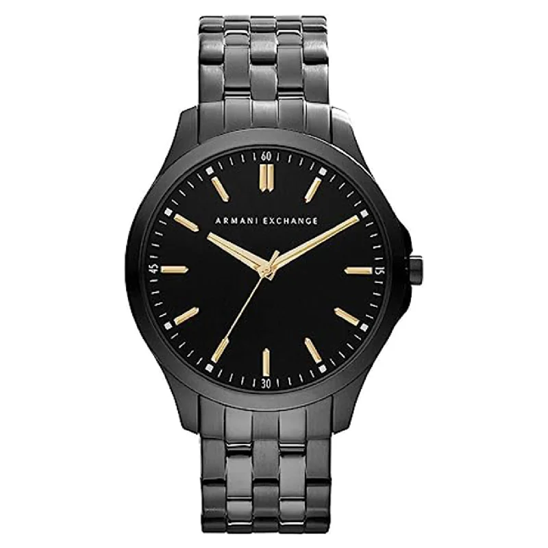 sport watches with GPS, altimeter, and compass for outdoor adventures-Armani Exchange Hampton  Black Dial Men 45mm