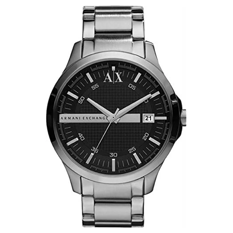 luxury watches with automatic movement and unique dial designs-Armani Exchange Hampton  Black Dial Men 46mm