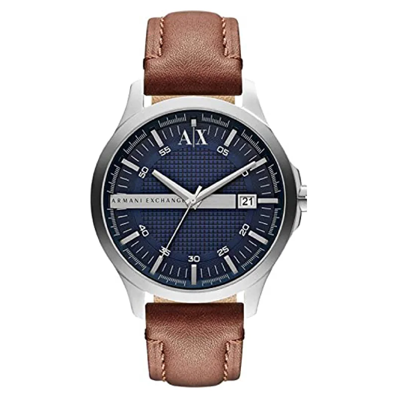 solar-powered watches for women with eco-friendly design and long battery life-Armani Exchange Hampton  Blue Dial Men 46mm