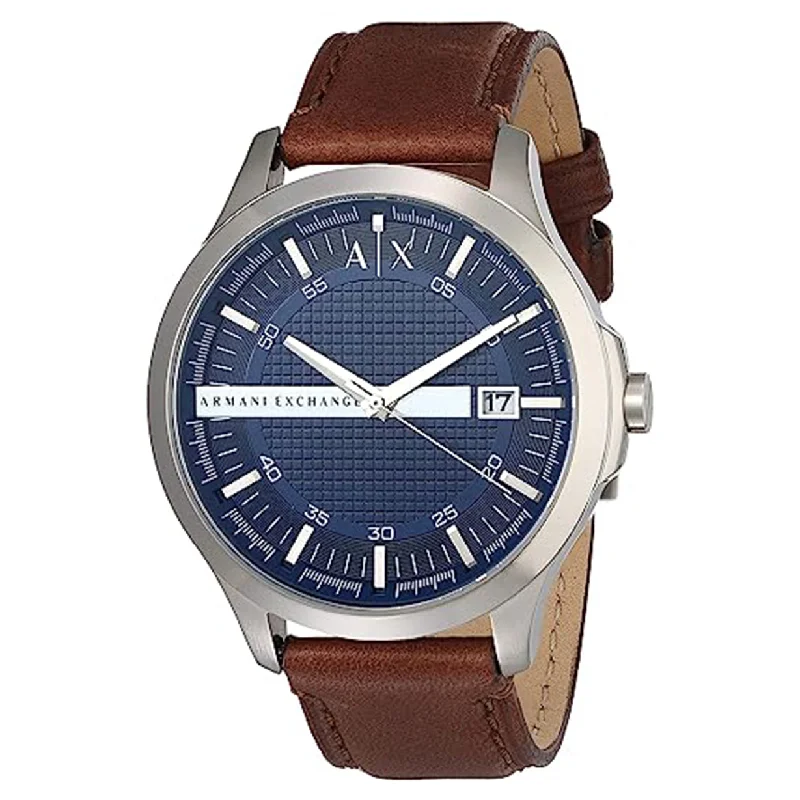 hybrid watches with GPS, heart rate, and step tracking for men-Armani Exchange Hampton Blue Dial Men 46mm