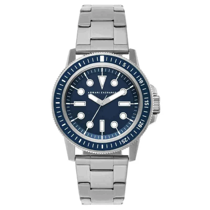 women’s luxury watches with elegant metal band and unique features-Armani Exchange Leonardo Blue Dial Men 42mm