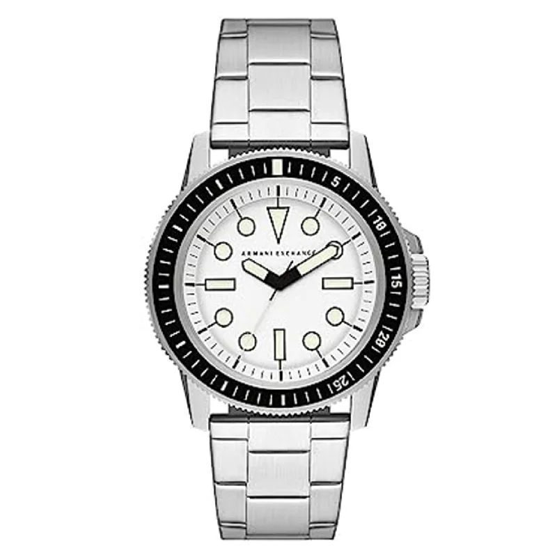 luxury watches for women with diamond-encrusted bezel and stainless steel strap-Armani Exchange Leonardo White Dial Men 44mm