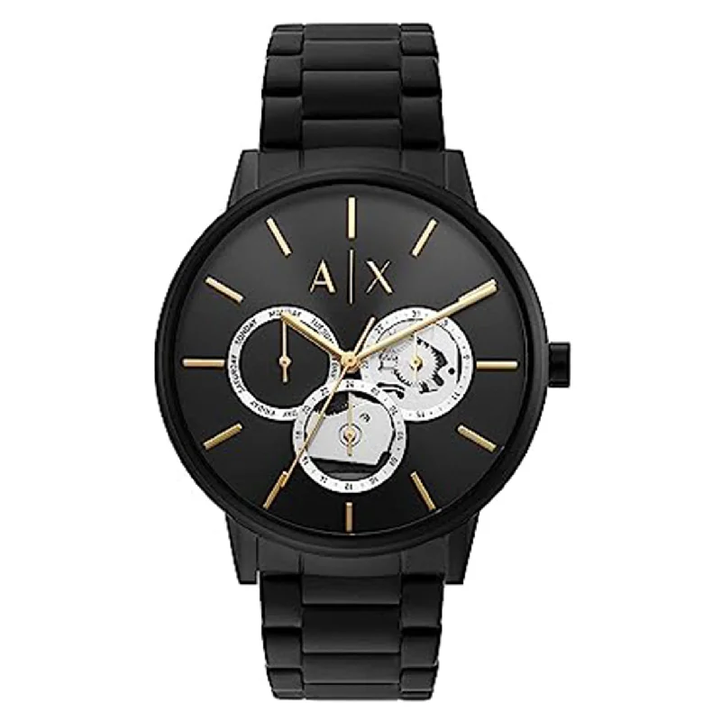 solar-powered watches for outdoor use with eco-friendly materials and durable build-Armani Exchange Multifunction Black Dial Men 42mm