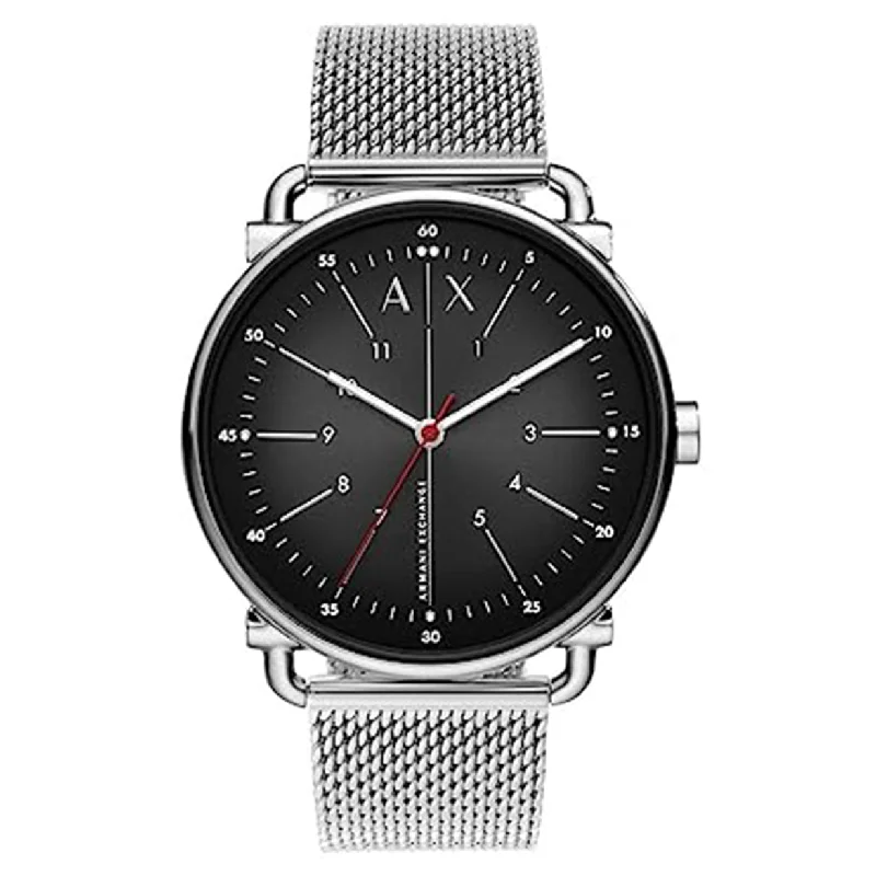 luxury watches with minimalistic face and leather strap-Armani Exchange Rocco  Black Dial Men 44mm