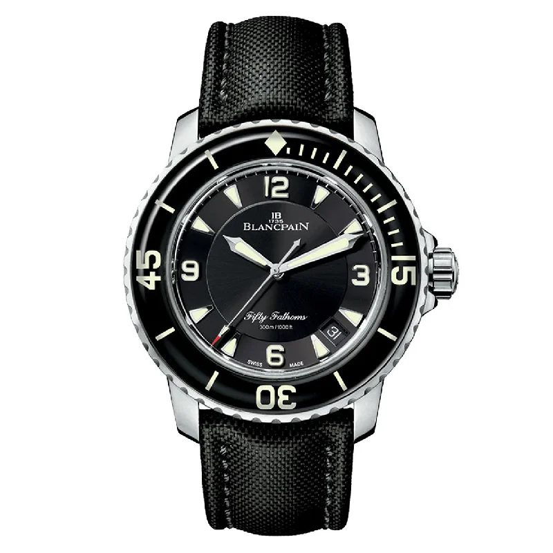 luxury watches for men with detailed dial and automatic movement-Blancpain Fifty Fathoms Black Dial Men 45mm