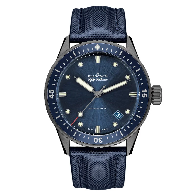 fitness watches for women with built-in GPS and multi-sport modes-Blancpain Fifty Fathoms Blue Dial Men 43.6mm