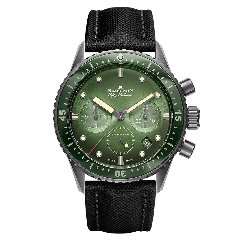 hybrid watches for men with heart rate, GPS, and fitness tracking modes-Blancpain Fifty Fathoms Green Dial Men 43.6mm