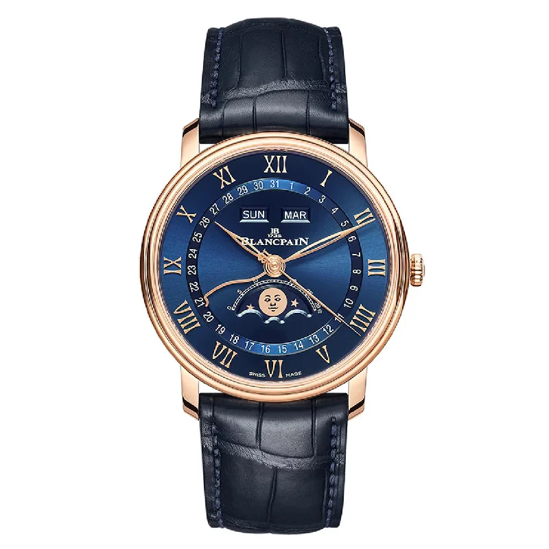 hybrid smartwatches with fitness tracking and sleep analysis for women-Blancpain Villeret Blue Dial Men 40mm