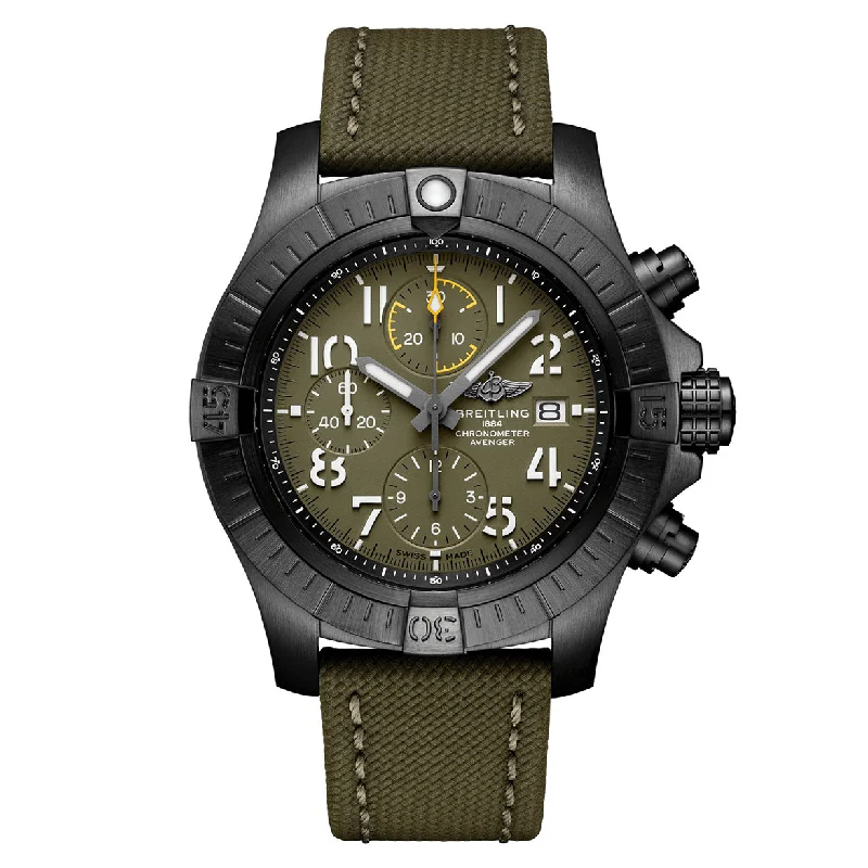 hybrid smartwatches for fitness enthusiasts with workout modes-Breitling Avenger Chronograph Night Mission Green Dial Men 45mm