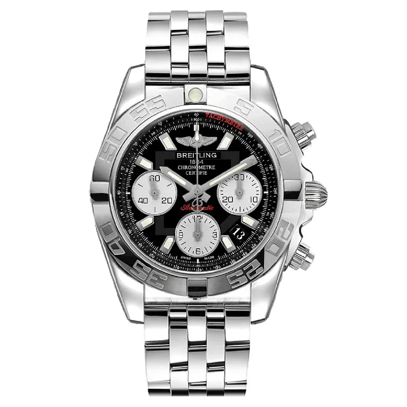 men’s watches with high water resistance and shockproof design-Breitling Chronomat 41 Black & Silver Black Dial Men 41mm