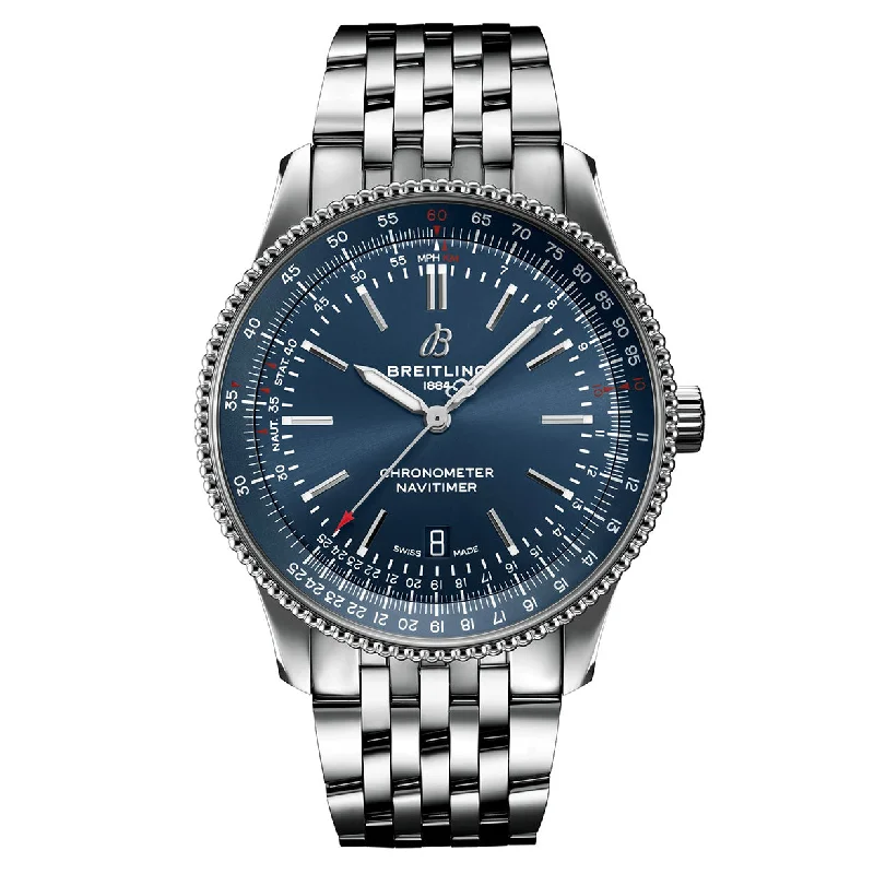 women’s luxury watches with elegant metal band and unique features-Breitling Navitimer Blue Dial Men 41mm