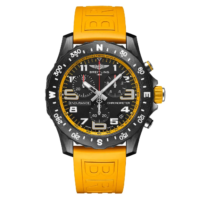 fitness trackers with ECG monitoring and step counting features-Breitling Professional Endurance Pro Yellow Black Dial Men 44mm