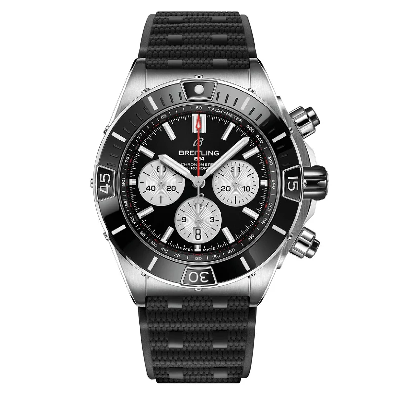 hybrid smartwatches with built-in GPS and advanced health tracking-Breitling Super Chronomat B01 Black Dial Men 44mm