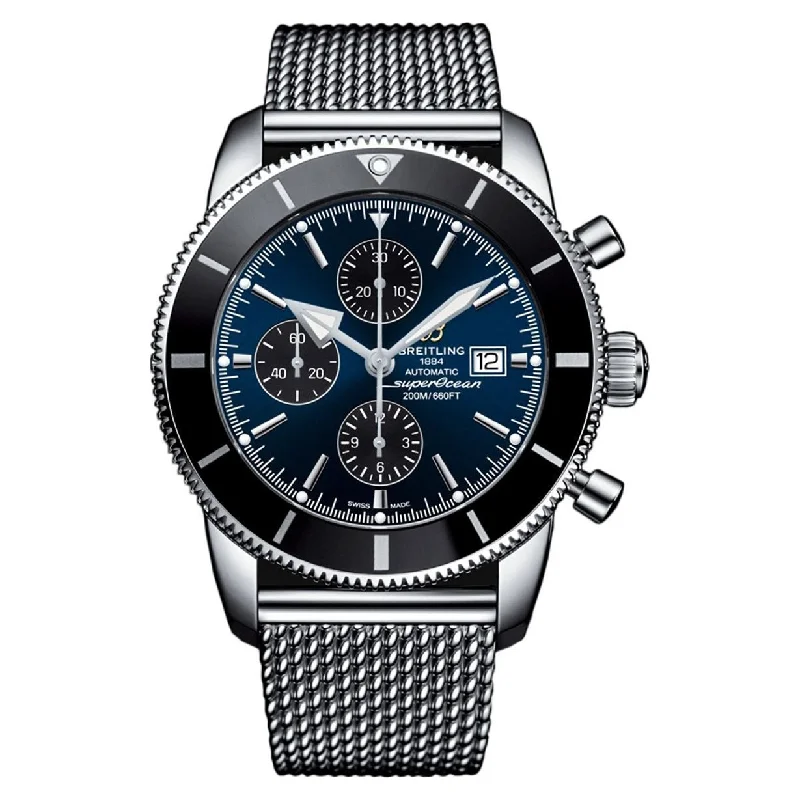 luxury watches with automatic movement and leather straps-Breitling Superocean Heritage II Chronographe Blue Blue Dial Men 46mm