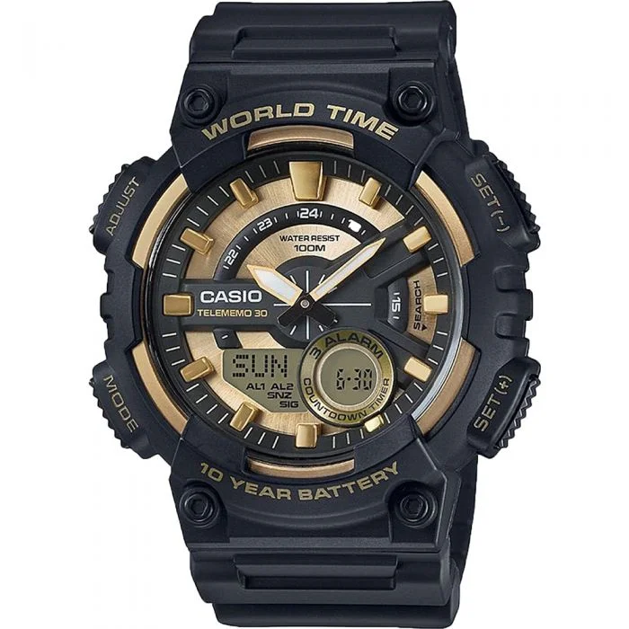 men’s smartwatches with fitness tracking and message alerts-Casio AEQ110BW-9A World Time Watch