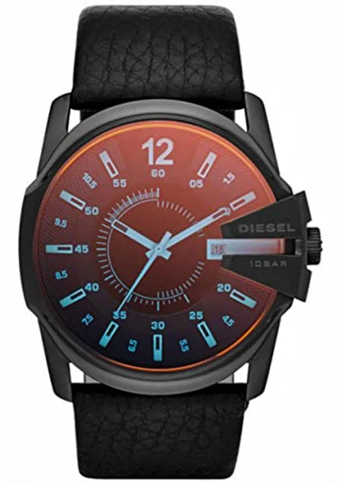 smartwatches for women with built-in GPS and activity tracking-Diesel Master Chief Black Dial Men 45mm