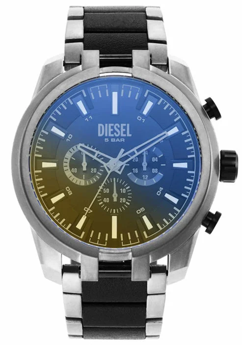 solar-powered watches with classic design and eco-friendly materials-Diesel Split Multicolour Dial Men 51mm