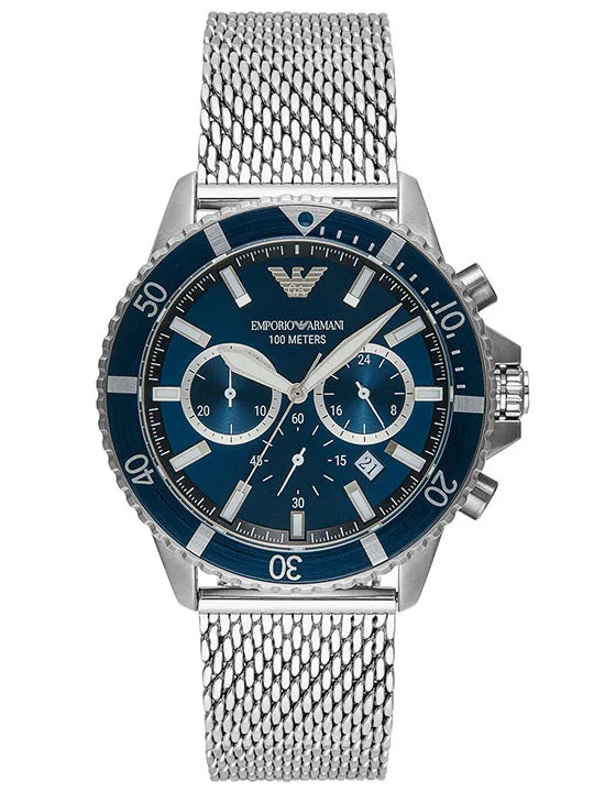 sport watches for men with step counter, heart rate, and hydration tracker-EMPORIO ARMANI Men Diver - AR11587