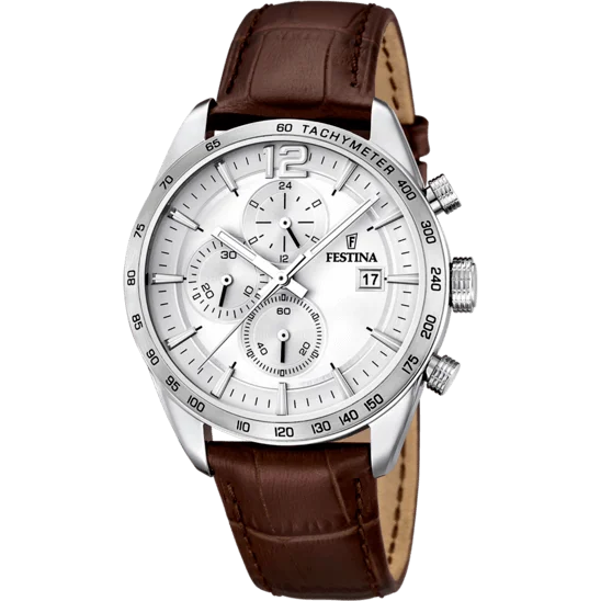 sport watches with pedometer, GPS, and activity alerts for athletes-Festina Timeless Chronograph Leather Chronograph Mens Watch I Model F16760/1 Quartz Movement