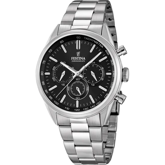 hybrid watches for women with heart rate monitoring and activity tracking-Festina Timeless Chronograph Stainless Steel Chronograph Mens Watch I Model F16820/4 Quartz Movement