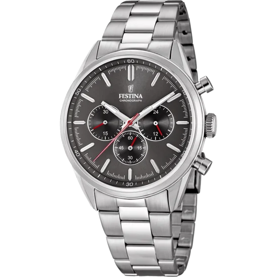 luxury watches for men with unique complications and stainless steel bands-Festina Timeless Chronograph Stainless Steel Chronograph Mens Watch I Model F16820/7 Quartz Movement