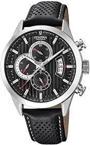 sport watches with multi-sport tracking features for athletes-Festina Chrono Sport Leather Chronograph Mens Watch I Model F20271/6 Quartz Movement