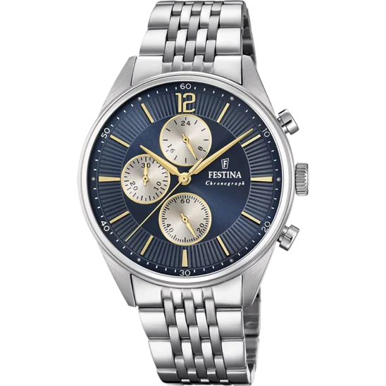 hybrid fitness watches for women with advanced health and fitness features-Festina Timeless Chronograph Stainless Steel Chronograph Mens Watch I Model F20285/7 Quartz Movement