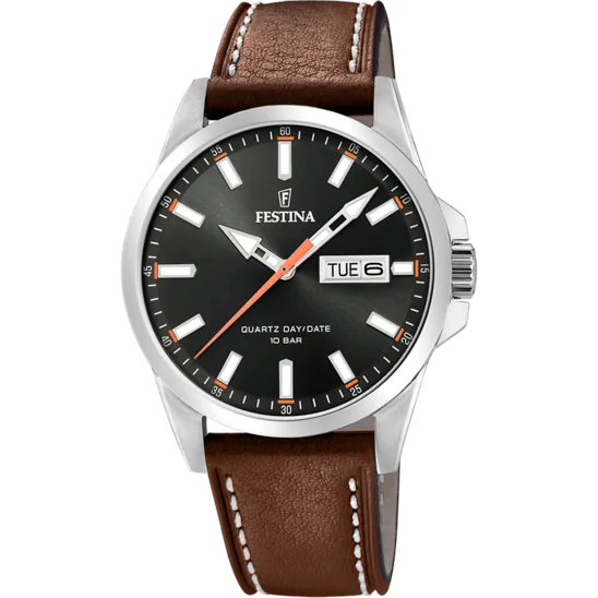 fitness watches with step counter, sleep monitoring, and calorie tracking-Festina Classics Leather Analog Mens Watch I Model F20358/2 Quartz Movement