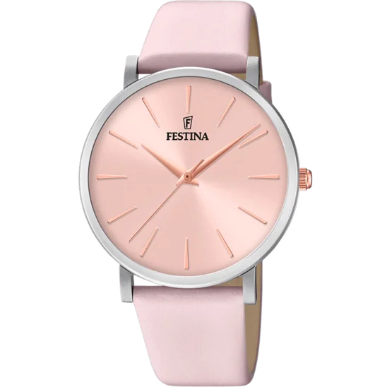 men’s luxury watches with stainless steel case and automatic movement-Festina Boyfriend Leather Analog Ladies Watch I Model F20371/2 Quartz Movement