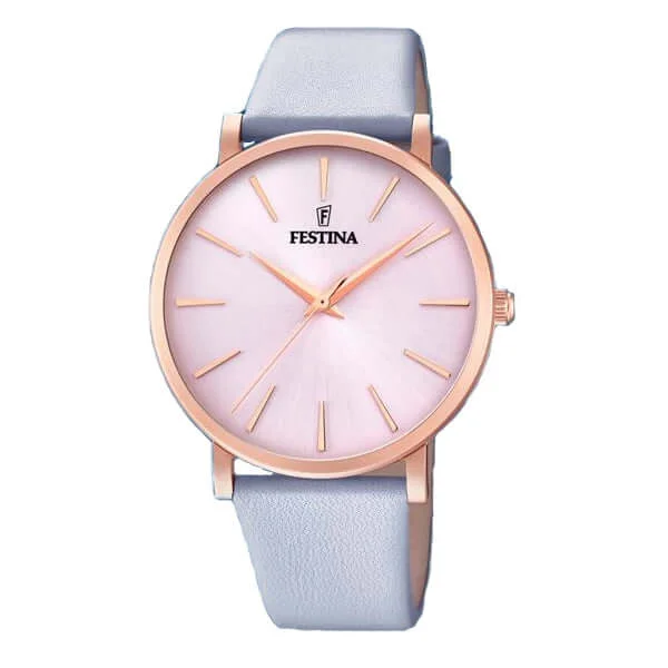 hybrid smartwatches for fitness and health tracking with stylish face-Festina Boyfriend Leather Analog Ladies Watch I Model F20373/1 Quartz Movement